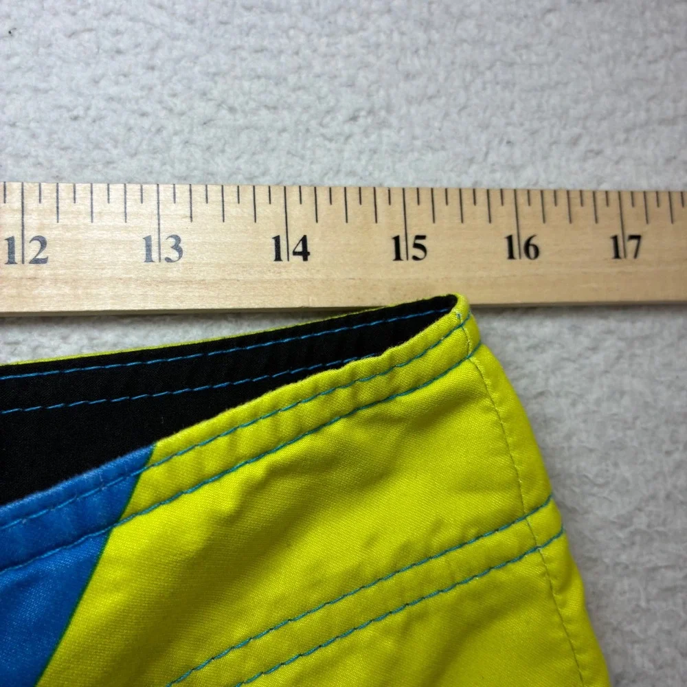 Alpinestars Board Short Men 30x12 Blue Yellow Performer Surf Moto Swim Trunk Y2K